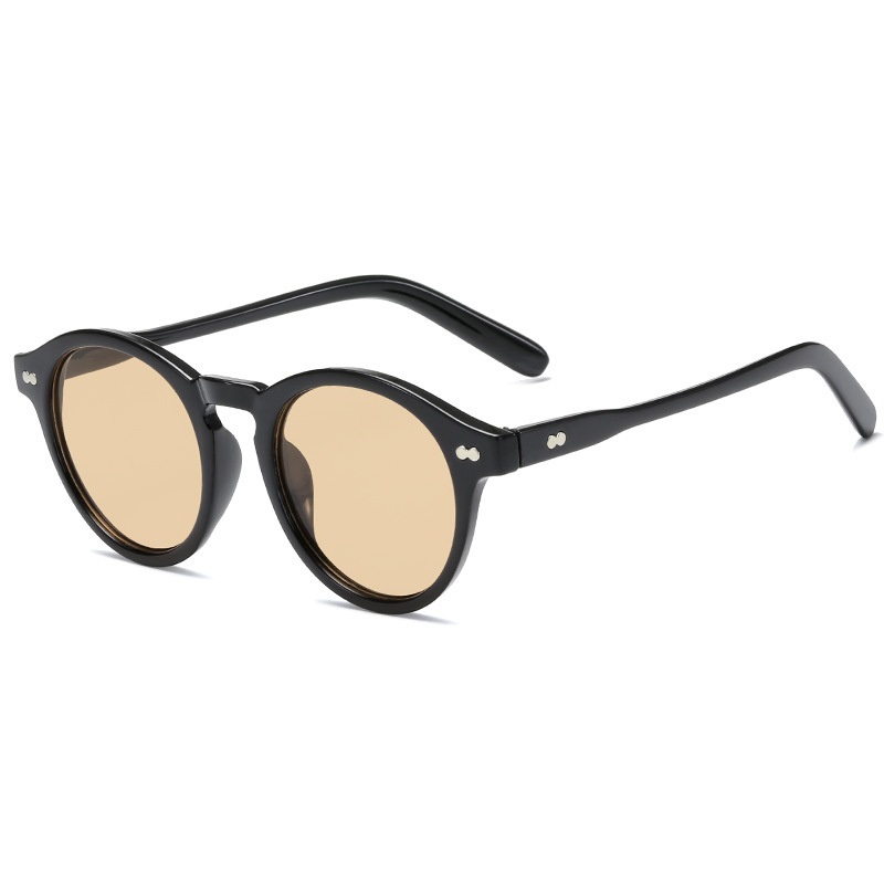 Lunettes de soleil rondes de luxe 2026 pour femmes et hommes, monture classique vintage rétro à rivets, pour l'extérieur et le style urbain