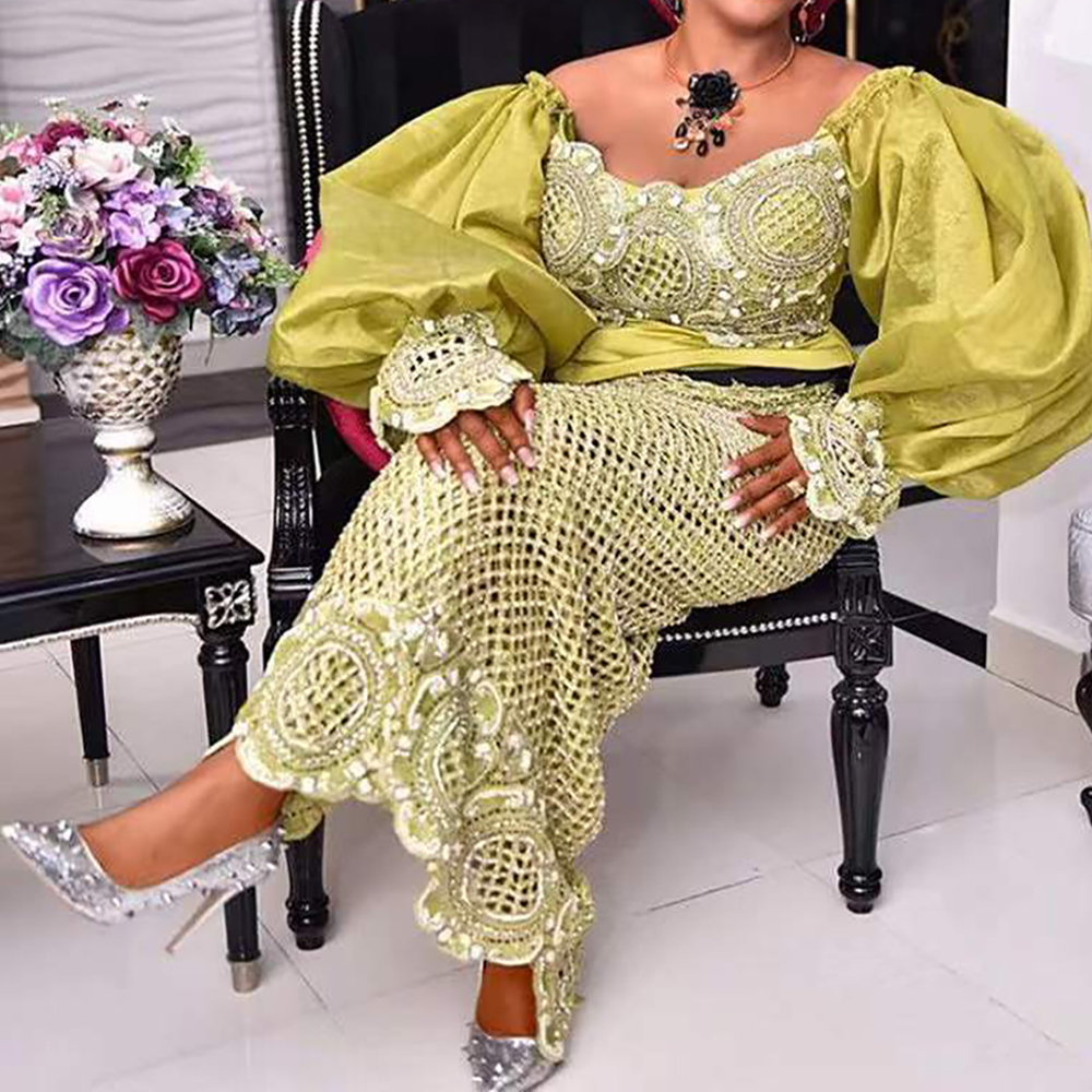 Robe Africaine Traditionnelle Ankara à Manches Bouffantes pour Femme Tenue de Soirée Éducative, Style Boubou Dubaï, 2023