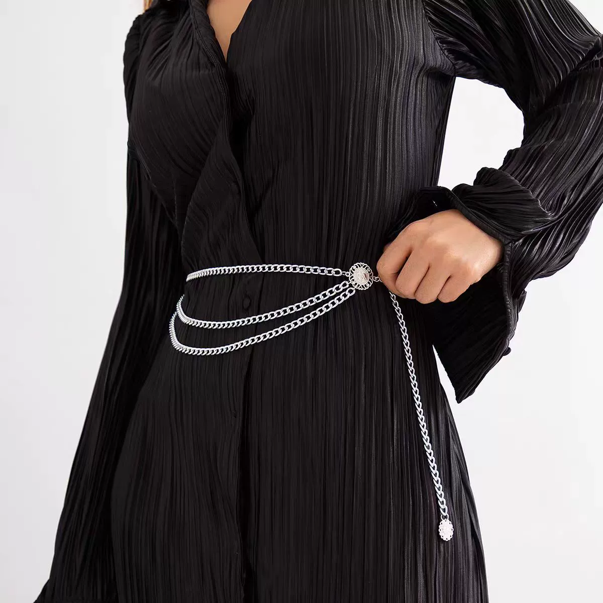 Boho Sexy femmes mode ceinture hanche taille haute or argent couleur étroite métal corps chaîne grosses franges nouveau
