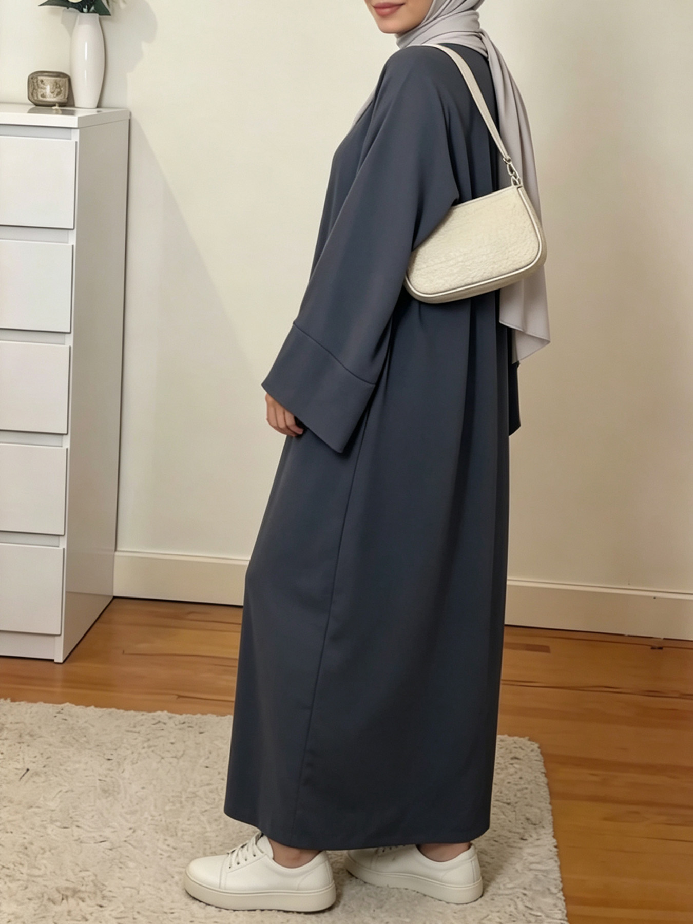 Robe Abaya musulmane pour femmes, couleur unie, ample, manches longues, robe maxi décontractée, kaftan islamique, robe de prière modeste