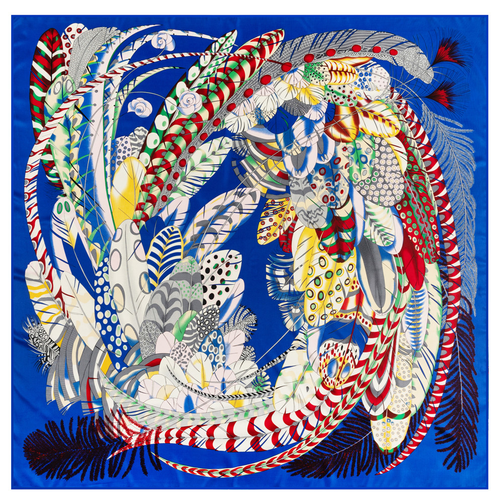 POBING-Foulard sergé pour femme, châle indien, imprimé plumes, étoles bandana, foulard hijab, écharpes carrées, enveloppes, 130cm