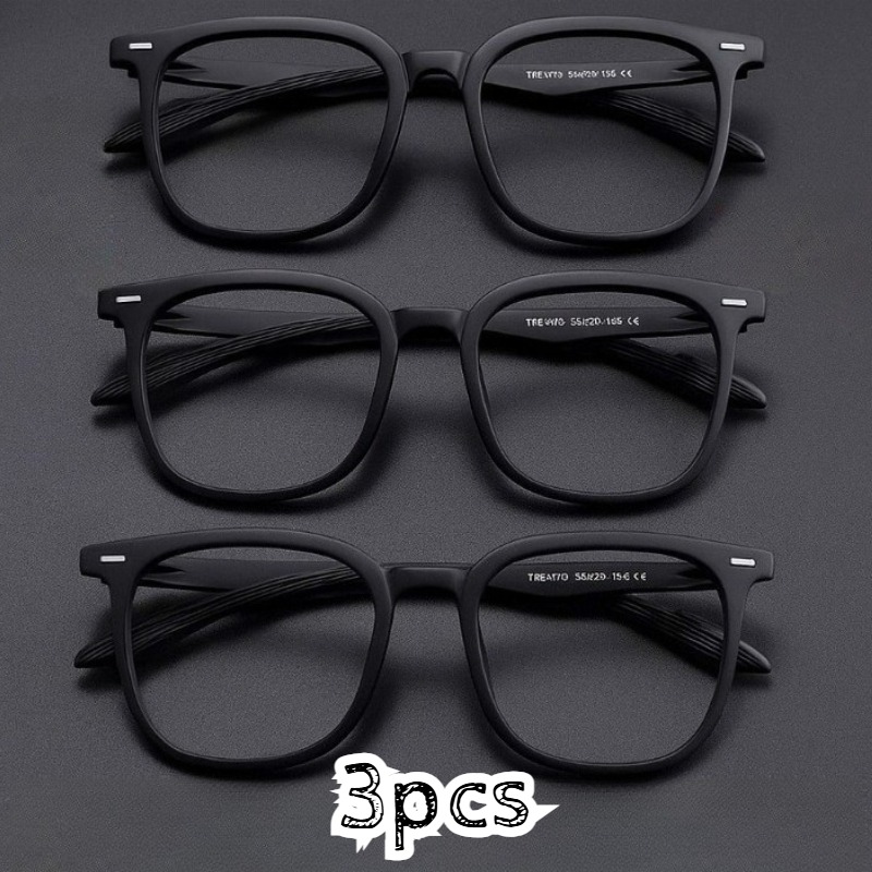 3 paires de lunettes anti-lumière bleue carrées noires, légères et confortables pour un usage quotidien.