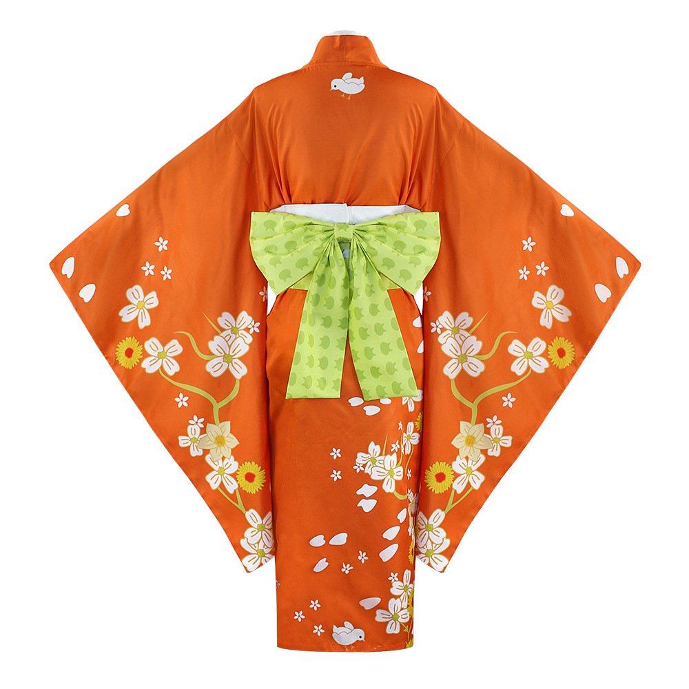 Costume de Cosplay Danganronpa 2 Hiyoko Saionji, Kimono pour femmes adultes, robe Orange, vêtements de carnaval d'halloween