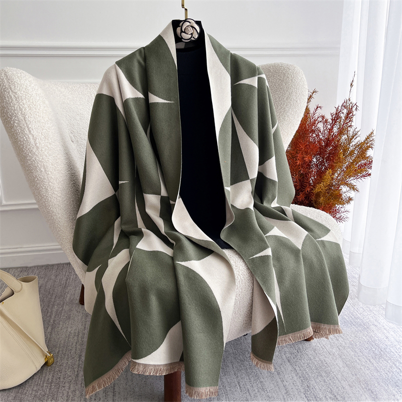 Automne hiver écharpe pour femmes Jacquard Pashmina châle enveloppes couverture en cachemire chaud épais étoles dame Bufanda Poncho foulards