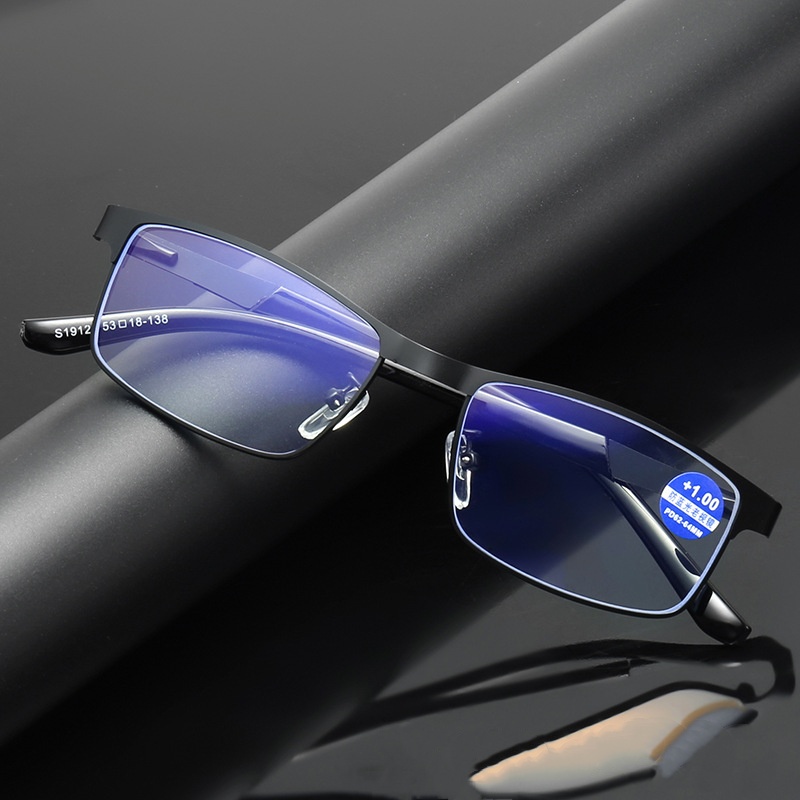 Lunettes de lecture à la mode pour hommes, monture de lunettes de Prescription bloquant la lumière bleue de haute qualité avec charnière à ressort + 100 + 125 + 175