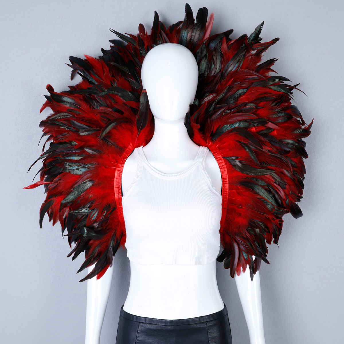 Écharpe de plumes de luxe Cosplay Designer Punk Halloween Carnaval Bal masqué Accessoire de fête Vêtements élégants pour les occasions festives