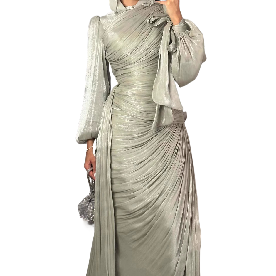 Vêtements islamiques, mode modeste, kaftan, robe en organza de luxe, robe modeste brillante pour femmes, robe de soirée élégante avec volants