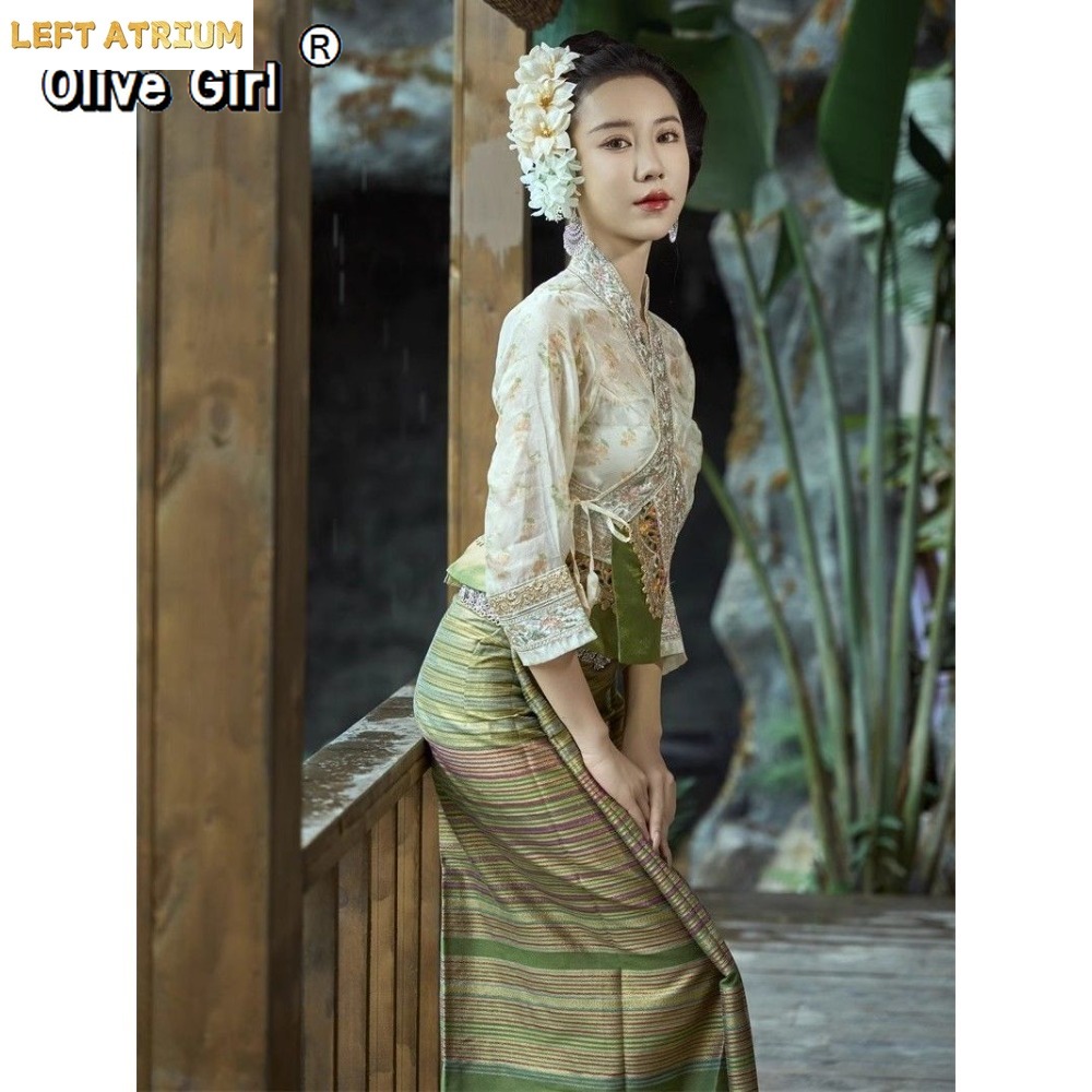 Vêtements thaïlandais de style ethnique, chemisier élégant et doux, vêtements pour femmes, tenues de voyage, jupes tube de style streetwear