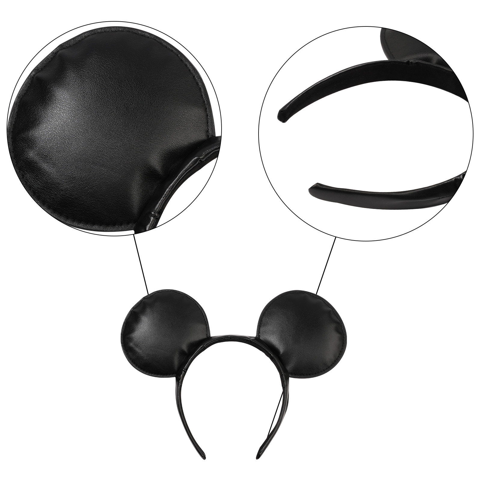 Serre-tête en tissu fait main pour garçons, motif oreilles de souris de dessin animé, sans nœud, style mignon, accessoire de coiffure pour femmes