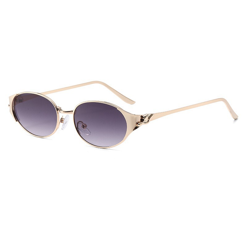 Nouvelles Lunettes de Soleil de Luxe de Marque Tendance pour Femme 2026 – Monture Métallique Ovale Style Punk pour Voyage et Fête