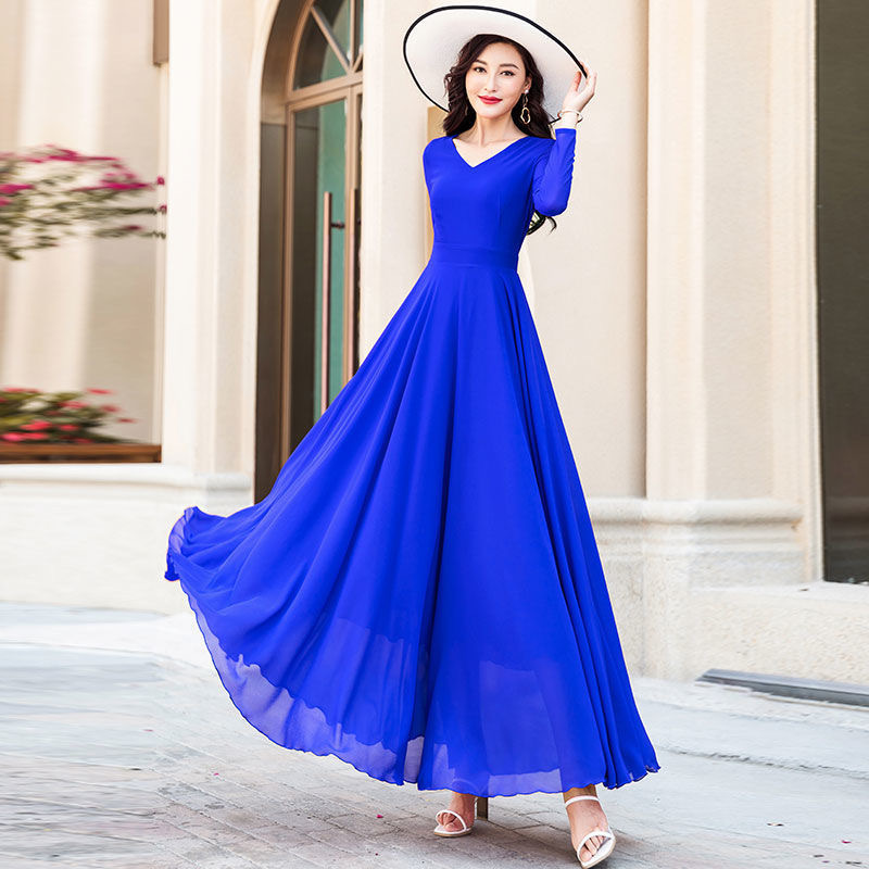 Robe de plage en mousseline de soie pour femmes, grande balançoire, manches longues, vacances en bord de mer, Slim, Super féerique, style bohème, nouvelle collection été 2026
