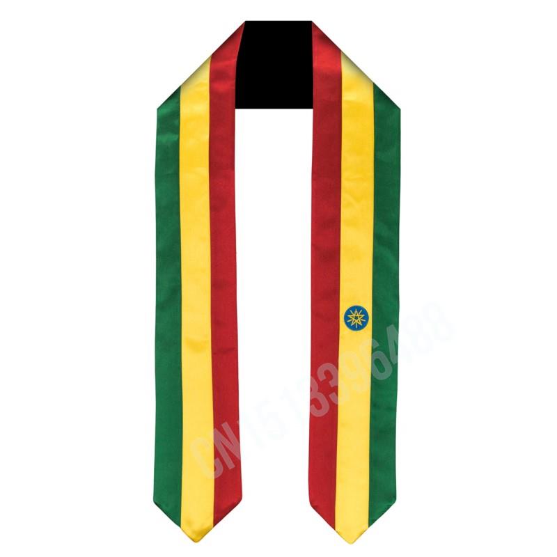 Écharpe drapeau éthiopien, haut imprimé, ceinture de remise de diplôme, étole, étude internationale à l'étranger, accessoire de fête unisexe pour adultes