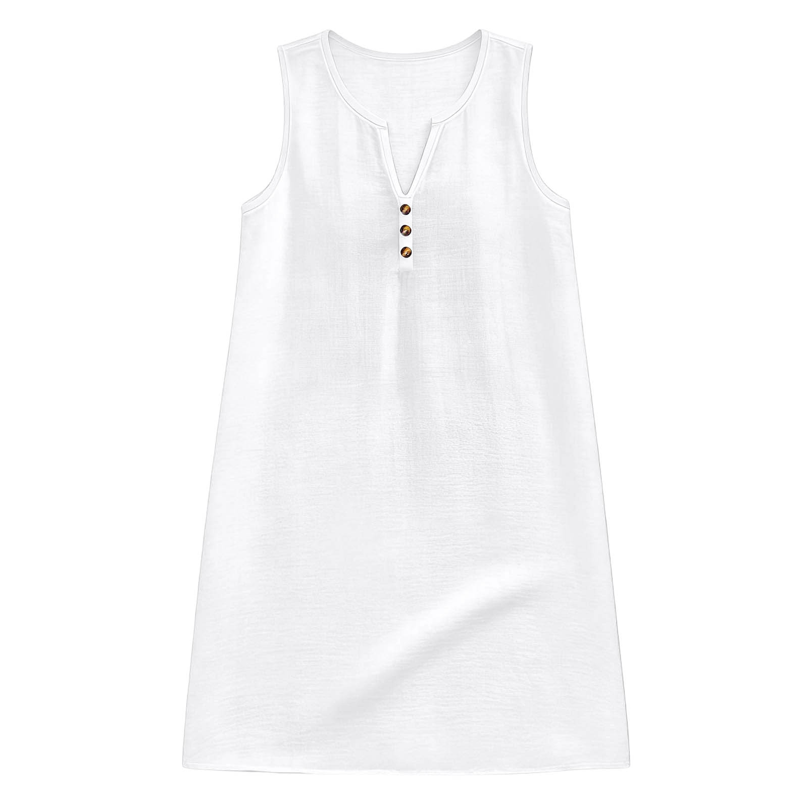 Robes d'été décontractées pour femmes, amples, sans manches, en coton et lin, courtes, style streetwear, plage, pull-over, robe de soleil