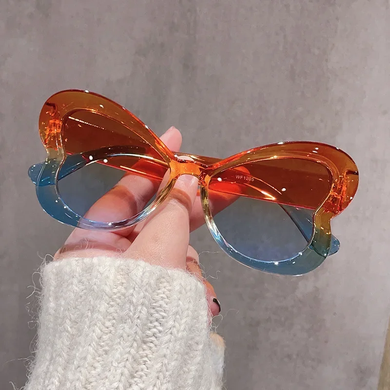 ChimWomen-Lunettes de soleil colorées pour la conduite de fête, grand cadre œil de chat, lunettes pour dames, nouvelles lunettes de soleil décoratives hip-hop, UV400