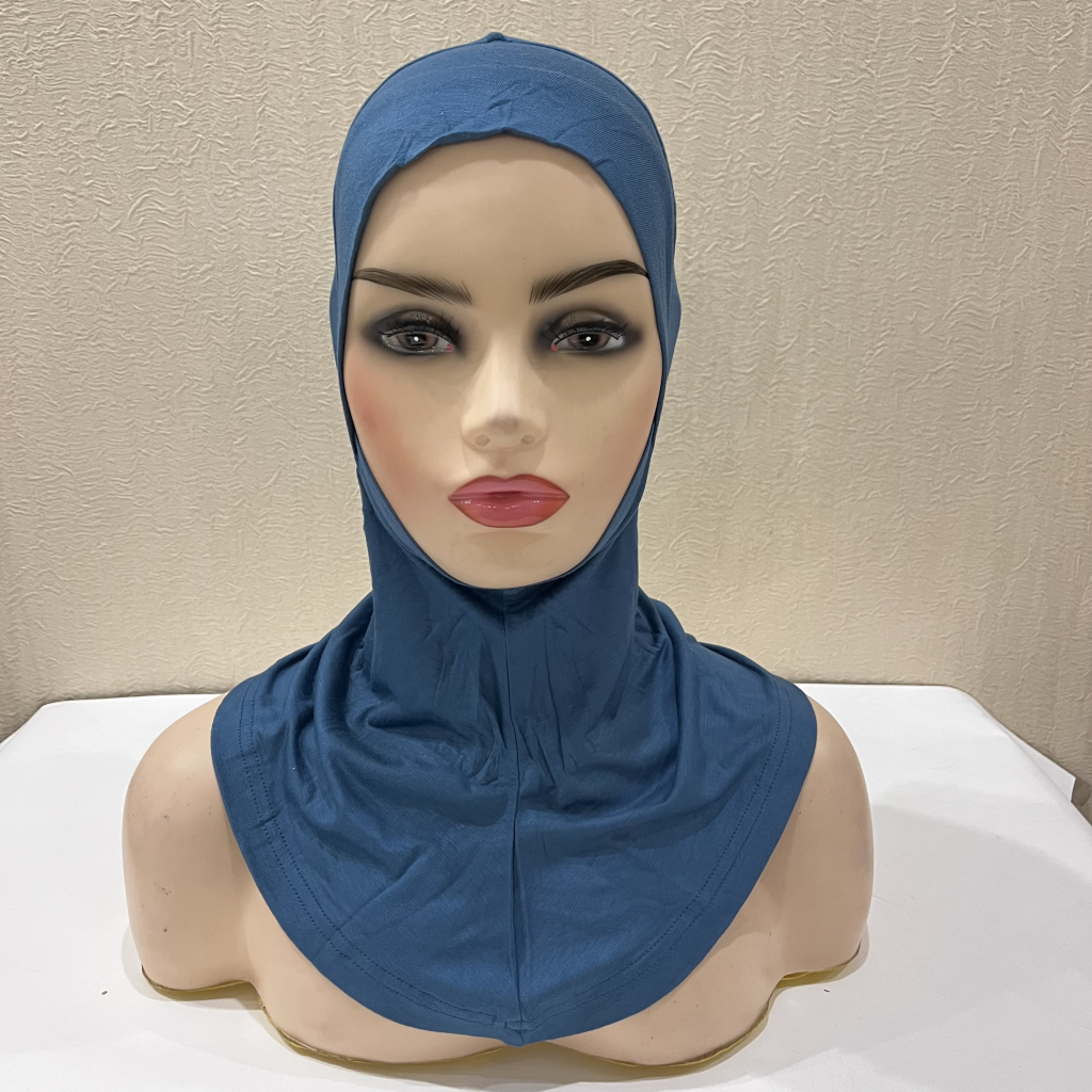 C215 Extra plus long Modal coton Jersey plus grande taille visage mince Ninja sous-écharpe couverture complète chapeaux musulmans bandeau intérieur Turban casquettes