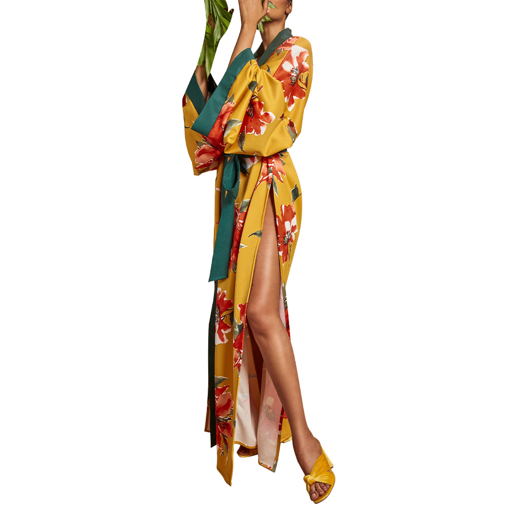Kimono japonais sexy pour femmes, cardigan, pyjama, vêtements de nuit, robe de bain lisse