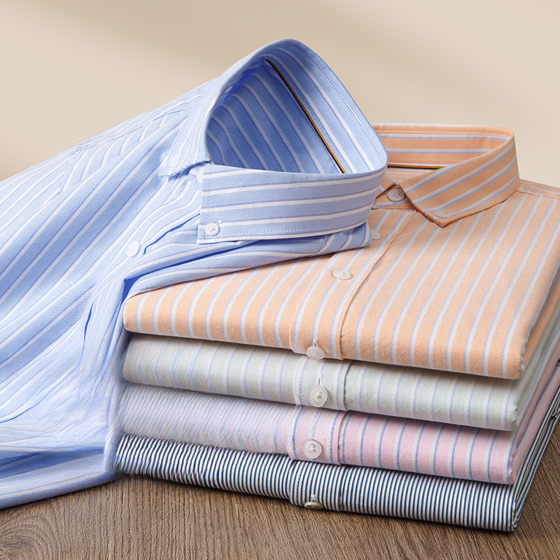 Chemises à manches longues rayées 100 % coton pour homme, style coréen tendance, décontractées, unies, hauts de créateur
