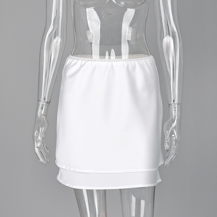 Mini-jupes décontractées en satin superposées pour femmes, taille élastique blanche, coupe droite, nouvelle collection été 2026, streetwear féminin