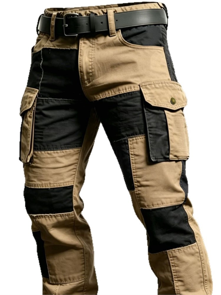 Pantalon Cargo en Coton pour Homme, Kaki, Décontracté, Tactique, Joggers Cargo Multi-Poches, Noir, Style Militaire, Léger, Vêtement de Travail