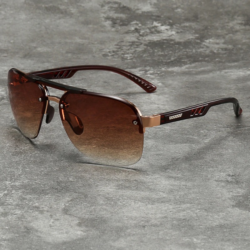 Lunettes de soleil métalliques à verres dégradés tendance pour hommes et femmes, grande monture, pour la pêche, la conduite, le VTT et les activités de plein air, lunettes de protection