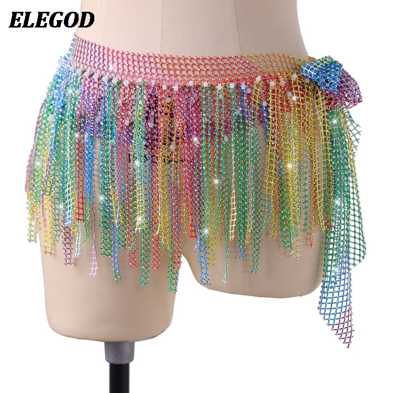 Chaînes de taille de danse du ventre brillantes pour femmes, accessoires de Costume de danse orientale indienne, pompon multicouche, jupes écharpe de hanche