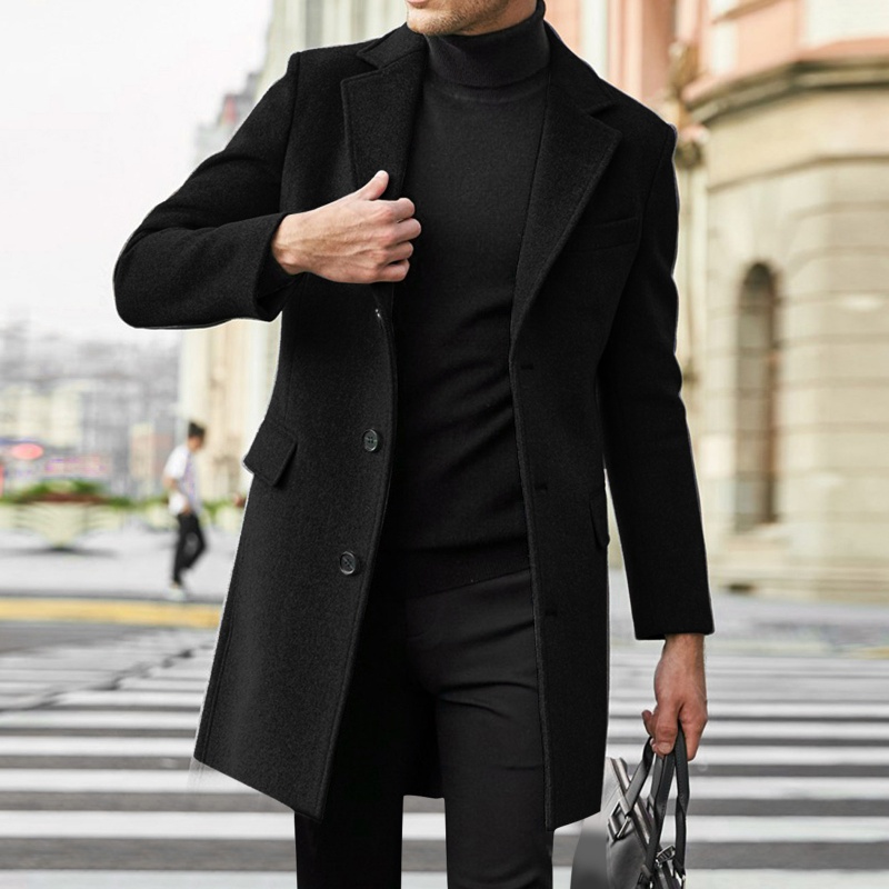 Manteau en laine décontracté pour hommes, Style britannique, manches longues, doublure, automne et hiver