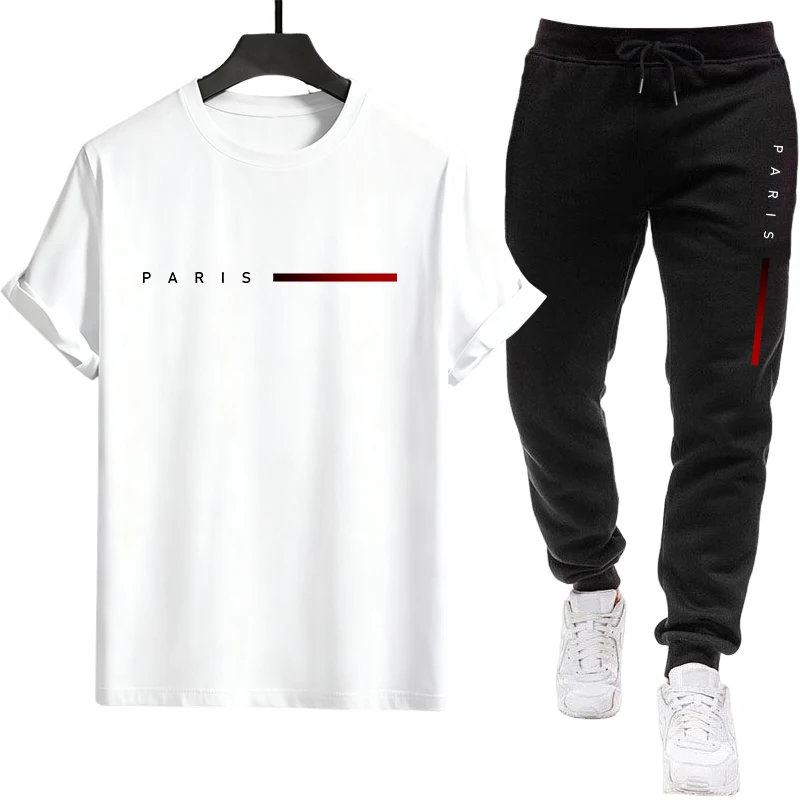 Survêtement polyvalent pour hommes, Jogging quotidien, qualité décontractée, Sports d'été en plein air, T-shirt à manches courtes et pantalon de Sport une pièce