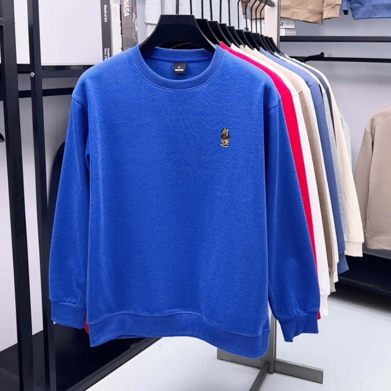 Mode haut de gamme dessin animé petit ours brodé pullover nouvelle tendance marque de luxe confort cou rond vêtements pour hommes décontractés