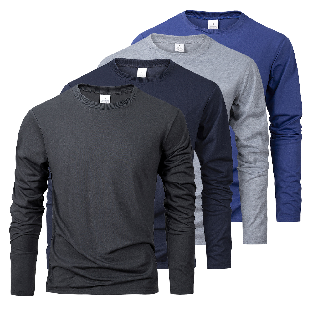 Printemps automne hommes T-shirts à manches longues décontracté hauts couleur unie haute qualité noir T-Shirt classique hommes vêtements
