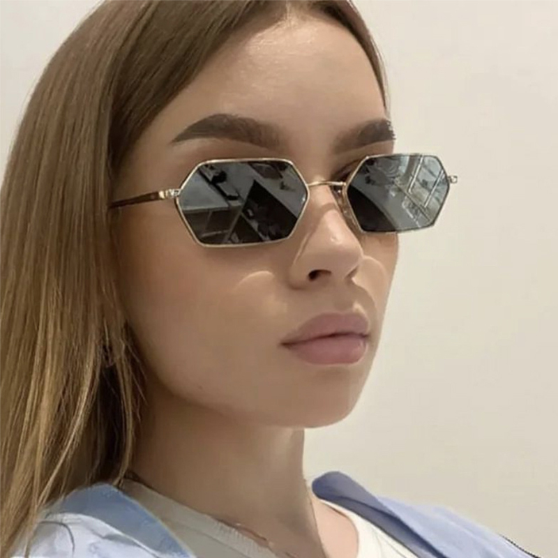 Lunettes de soleil rétro carrées pour femmes, lunettes de soleil polygonales noires, nuances vintage, lunettes SAINT, UV400