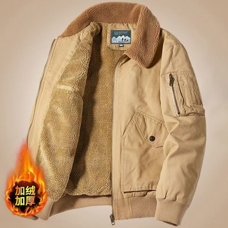Veste Cargo d'hiver pour hommes, vestes en cachemire d'agneau de haute qualité, manteau chaud épais, vestes décontractées à la mode, vêtements polaires pour hommes