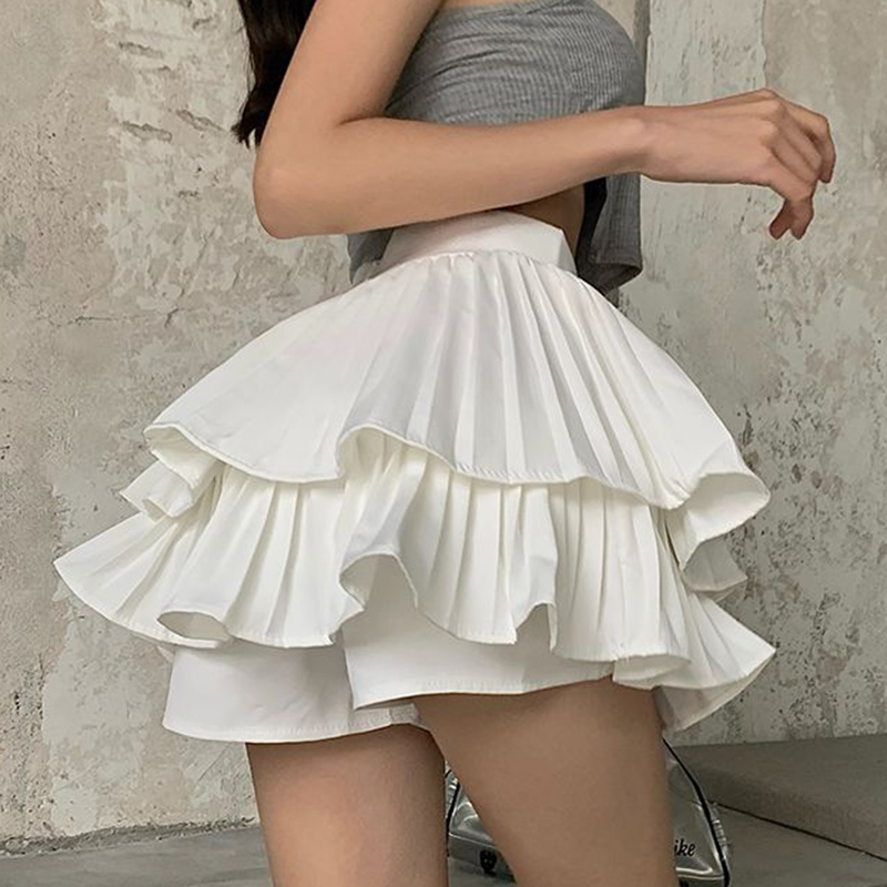Jupe gâteau plissée doublée de mode pour femmes été nouveau doux taille haute jupes moelleuses pour dames Style Simple jupe courte Mujer