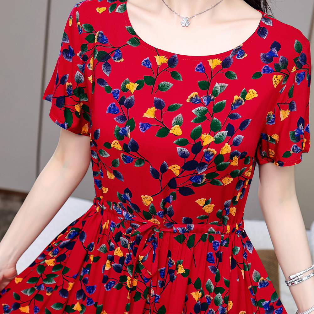 Robe imprimée à manches courtes pour femmes, vêtements d'été, grande taille, robes éducatives décontractées