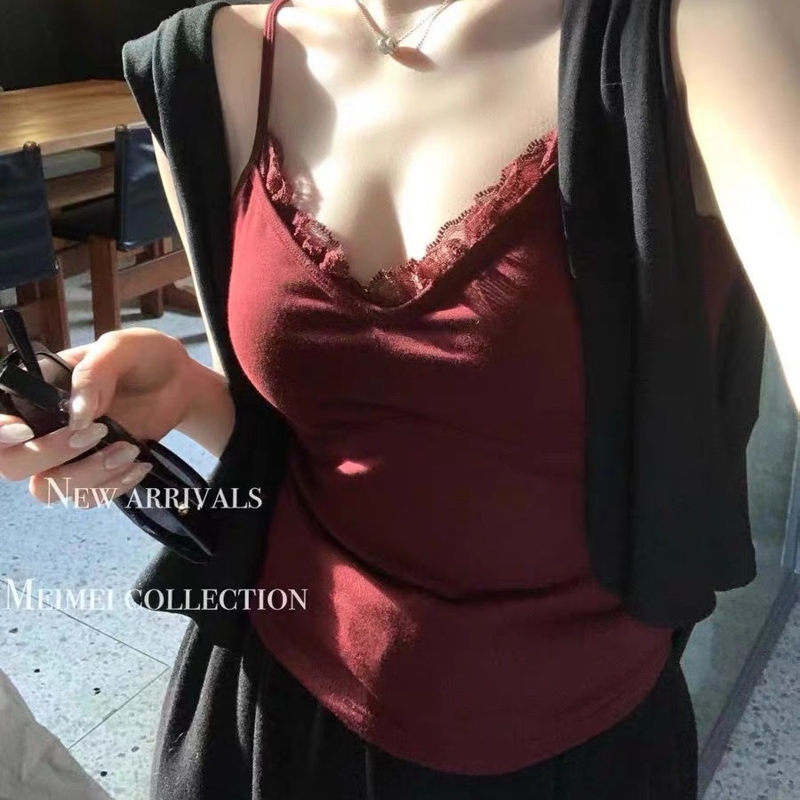 Débardeur en dentelle pour femmes, mignon, Sexy, court, blanc, coréen, sans manches, noir, gilet, Coquette, vêtements Y2k, été 2025