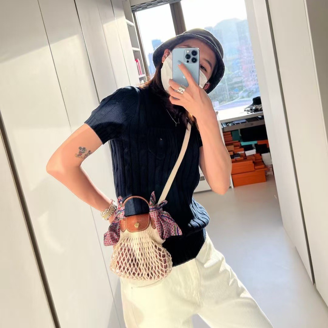 T-shirts pour femmes style Old Money, col rond torsadé, broderie, poche, tricoté, manches courtes, pulls d'été, hauts J269