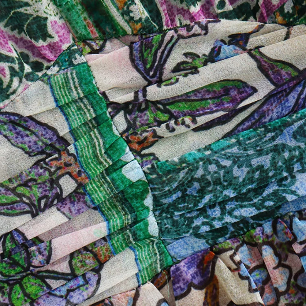 Robes imprimées à manches longues pour femmes, jupes décontractées patchwork, vintage, printemps, automne, nouveau, 2024