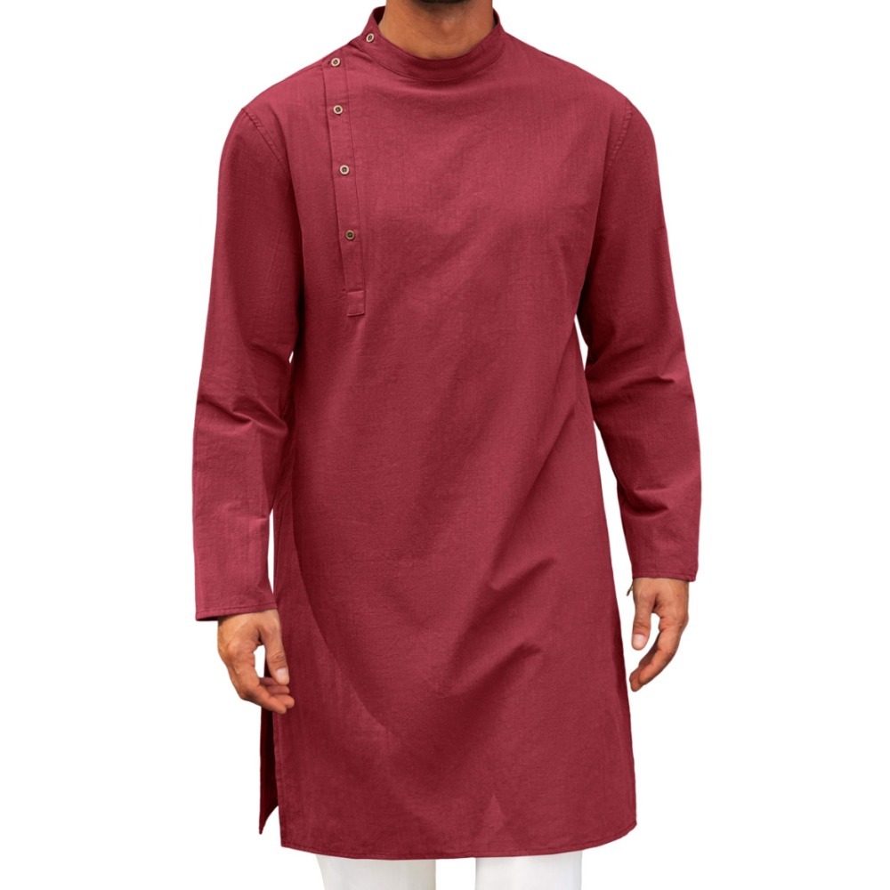 Chemise longue arabe pour hommes, thobe traditionnel musulman, kaftan, vêtements décontractés, mode musulmane
