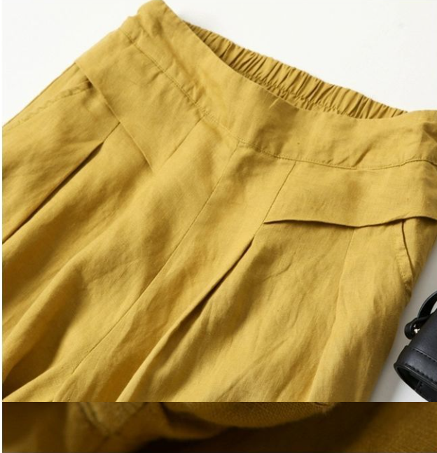 Pantalon enveloppé en mélange de lin de haute qualité pour femmes, décontracté, ample, à la mode, nouvelle collection 2025