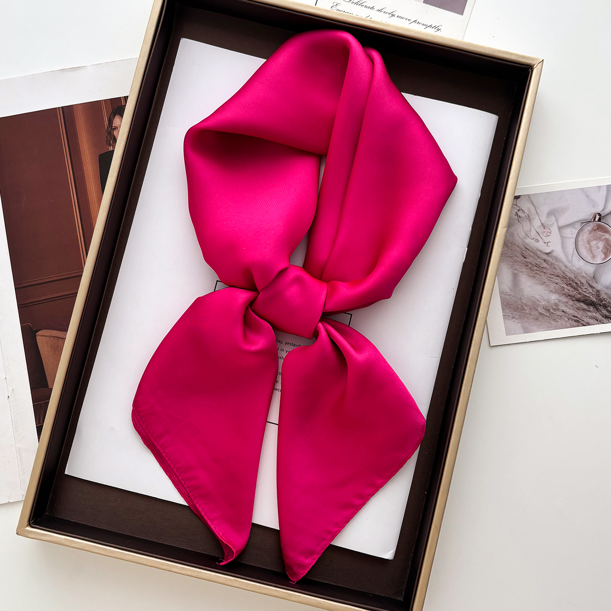 Foulard coloré pour femme, en couleurs unies, effet soie, écharpe de cou, bandeau, petit hijab carré, bandana