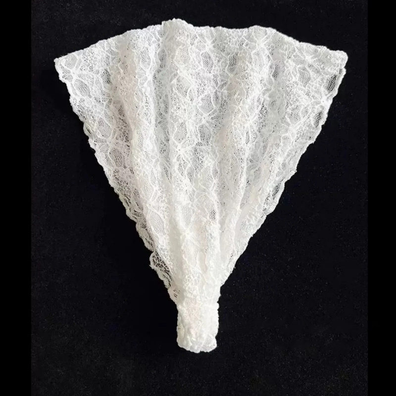 Foulard triangulaire en dentelle élégante pour femmes, 1 pièce, blanc, dentelle florale transparente, bandana pour cheveux, bandeau élastique doux, accessoire de mode pour cheveux