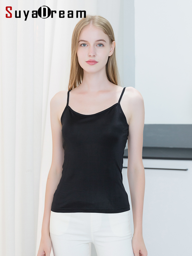 Suyareply-Économie basiques confortables pour femmes, débardeurs réglables, InjCamis, mélange véritable, beige, printemps, été, 2024