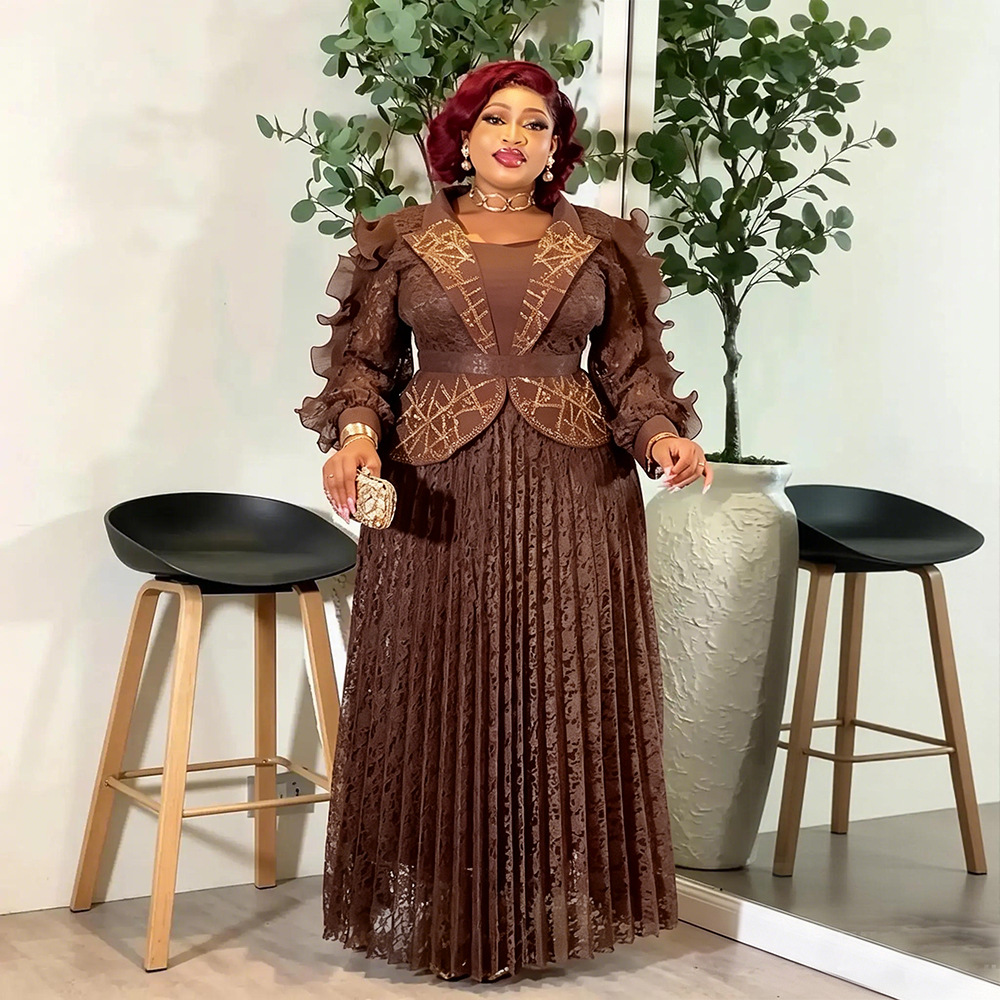 Robes Africaines pour Femmes Grandes Tailles, Robe Longue de Soirée en Dentelle pour Mariage, Dashiki Ankara Turquie, Robe de Soirée Élégante pour Femmes 2026