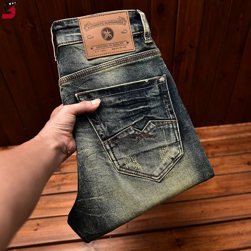 Jean doux de luxe pour hommes, nouveau Design d'automne, pantalon extensible, coupe cintrée, élégant, Business, décontracté, garde-robe, pantalon essentiel
