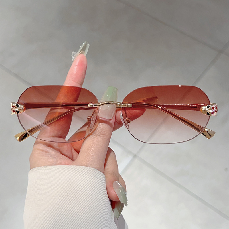 Lunettes de soleil ovales sans bords pour hommes et femmes, nouvelle mode, Vintage, dégradé, nuances décontractées, tendance, marque de luxe, Design, décor