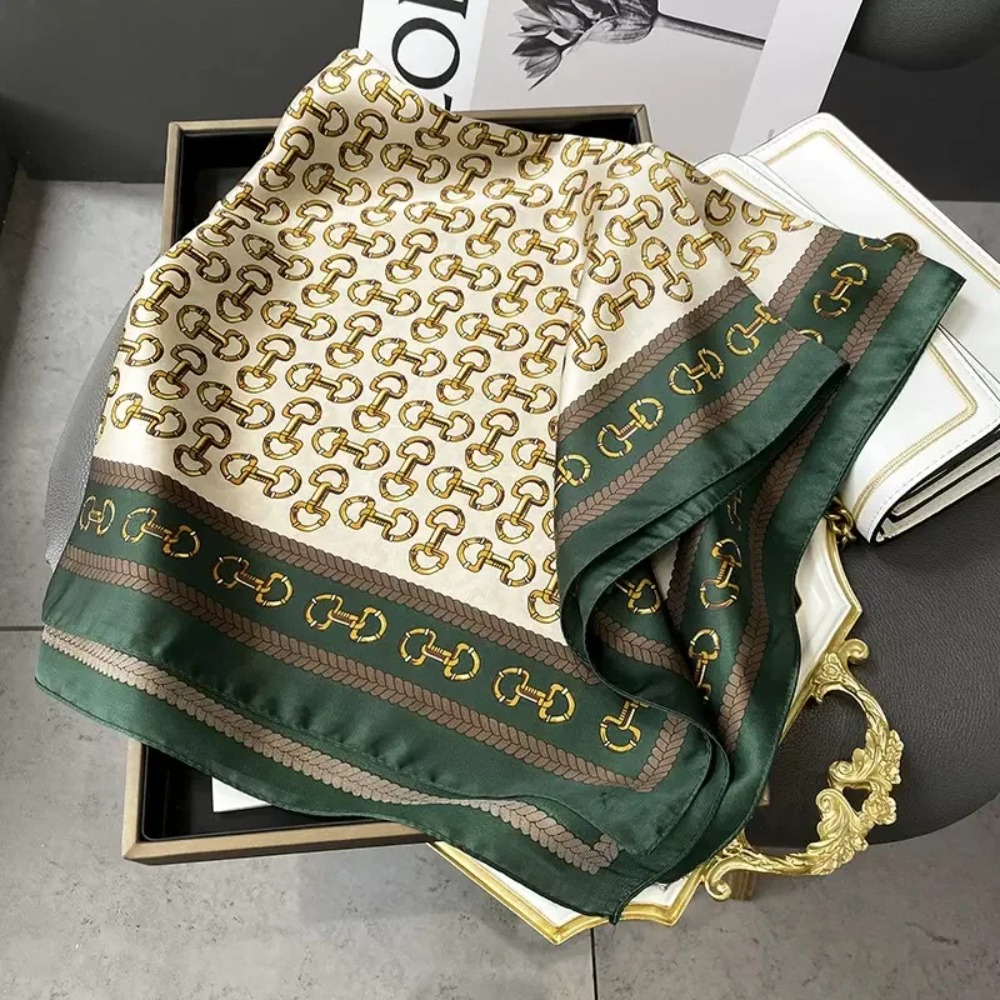 Écharpe d'été en soie imitation pour femme, foulard floral tendance, bandana, hijab, bandeaux, châles carrés, étoles