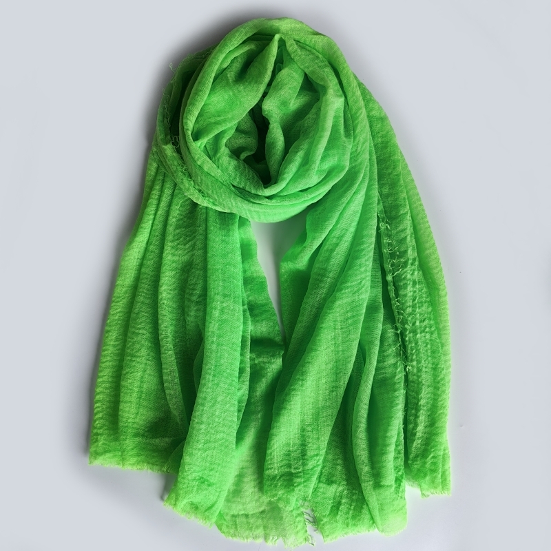 NOUVEAU Foulard d'été Néon Uni Effet Bulle Turban Plissé Voile Ondulé pour Femme Écharpe Iridescente