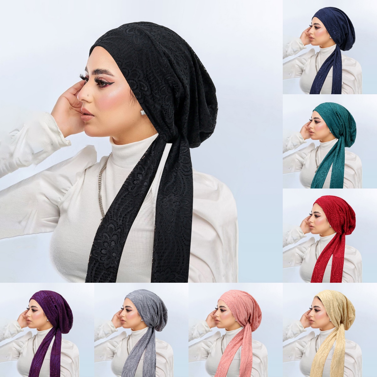 Double couche dentelle femmes Hijabs doux extensible musulman Turban chapeaux foulard dame Bandana casquettes sous-écharpe islamique perte de cheveux casquette