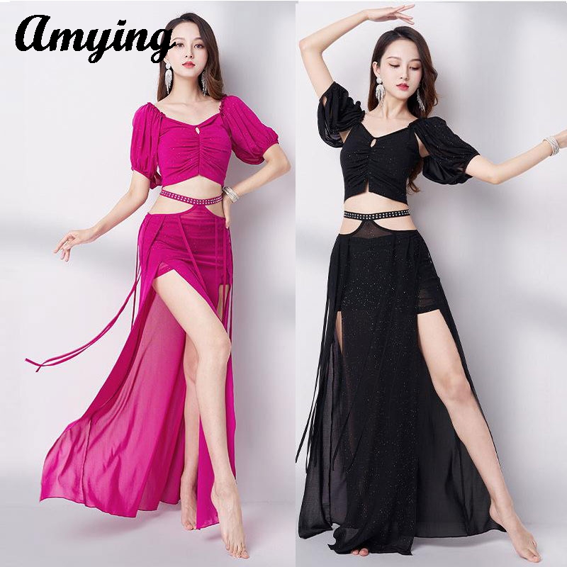 Robe d'entraînement de danse du ventre, nouvelle robe longue féerique Sexy, ensemble pour débutants, robe de danse orientale, robe d'équipe de spectacle pour femmes