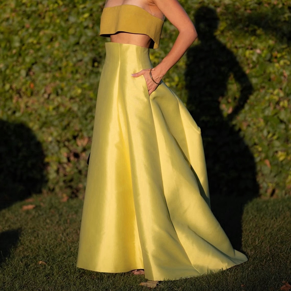 Jupe longue plissée en satin taille haute pour femme, coupe trapèze, en taffetas, élégante, moderne, pour bal de promo, été, fête d'anniversaire