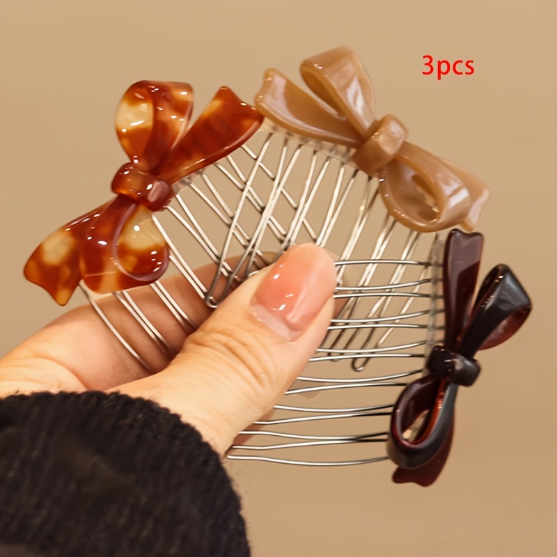 Lot de 3 pinces à cheveux élégantes avec nœuds, élastiques et épingles à cheveux pour franges – Accessoires capillaires pour le Ramadan, l'Aïd, la Fête des Mères, Pâques – Cadeaux de fêtes